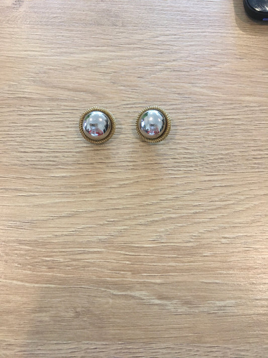 Silver Round w/ Gold Braided Post Earrings