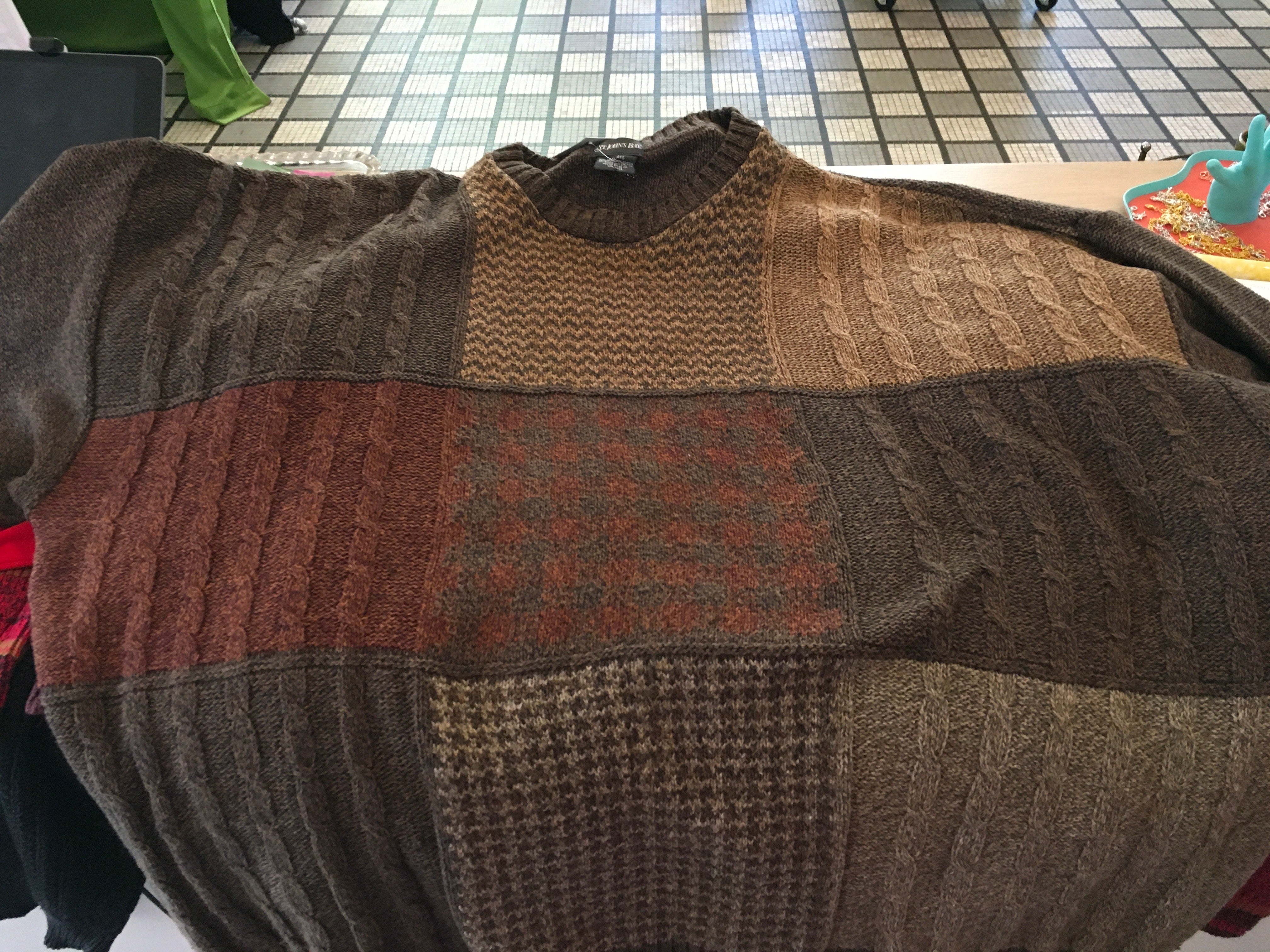 St. Johns Bay Brown Patchwork Sweater