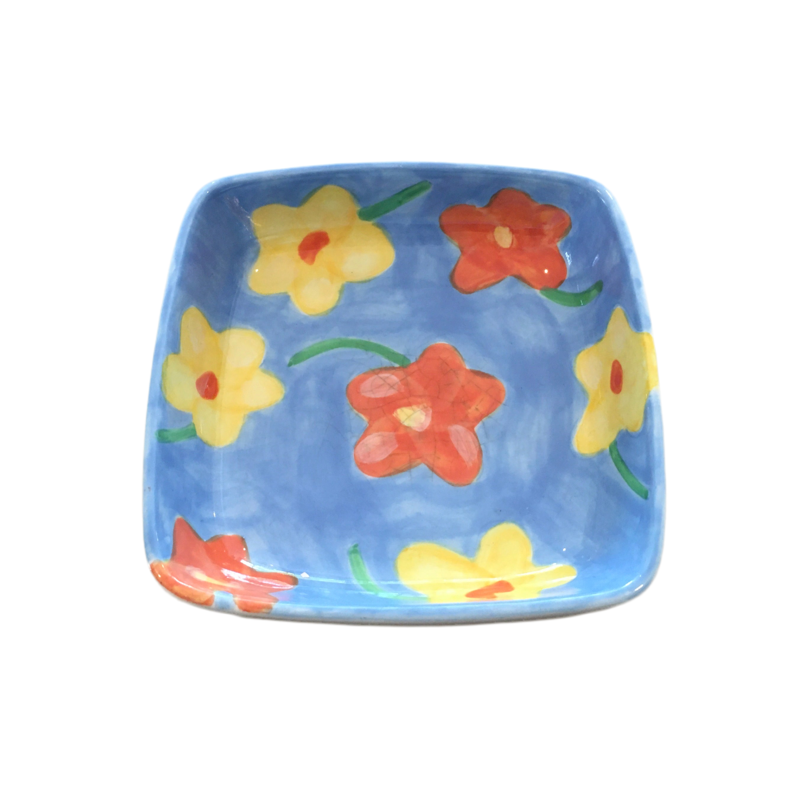 Blue Ceramic Floral Plate