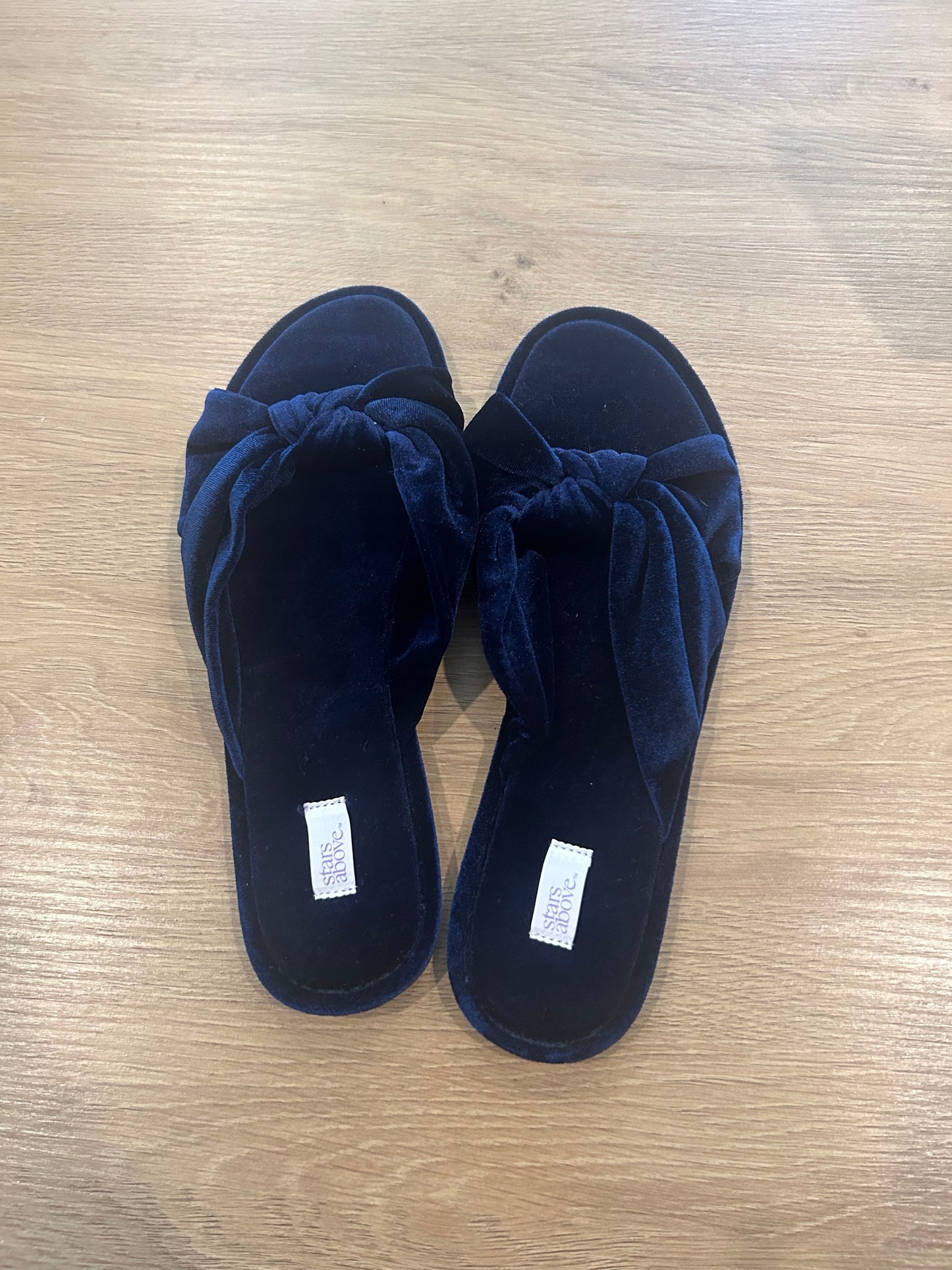 Navy Velvet Slippers