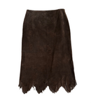 XL Crossing Pointe Brown Suede Fringe Skirt