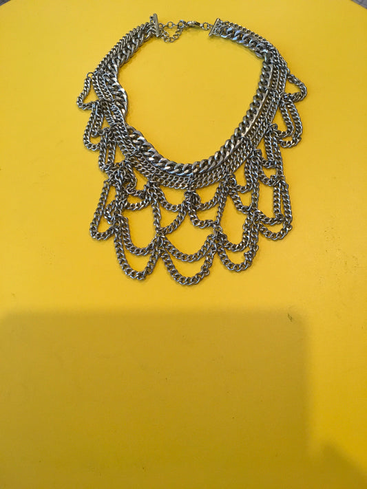 Silver chain choker necklace