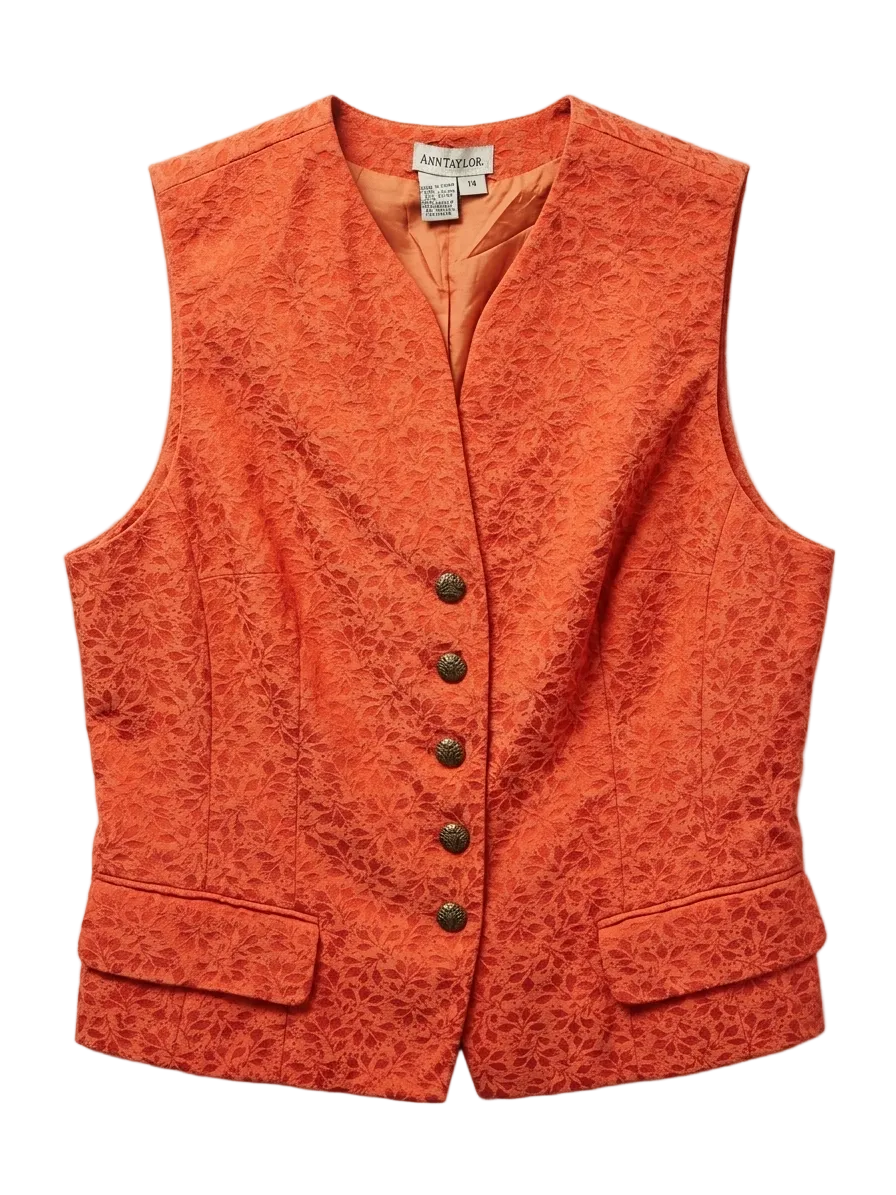 Ann Taylor Orange Floral Vest