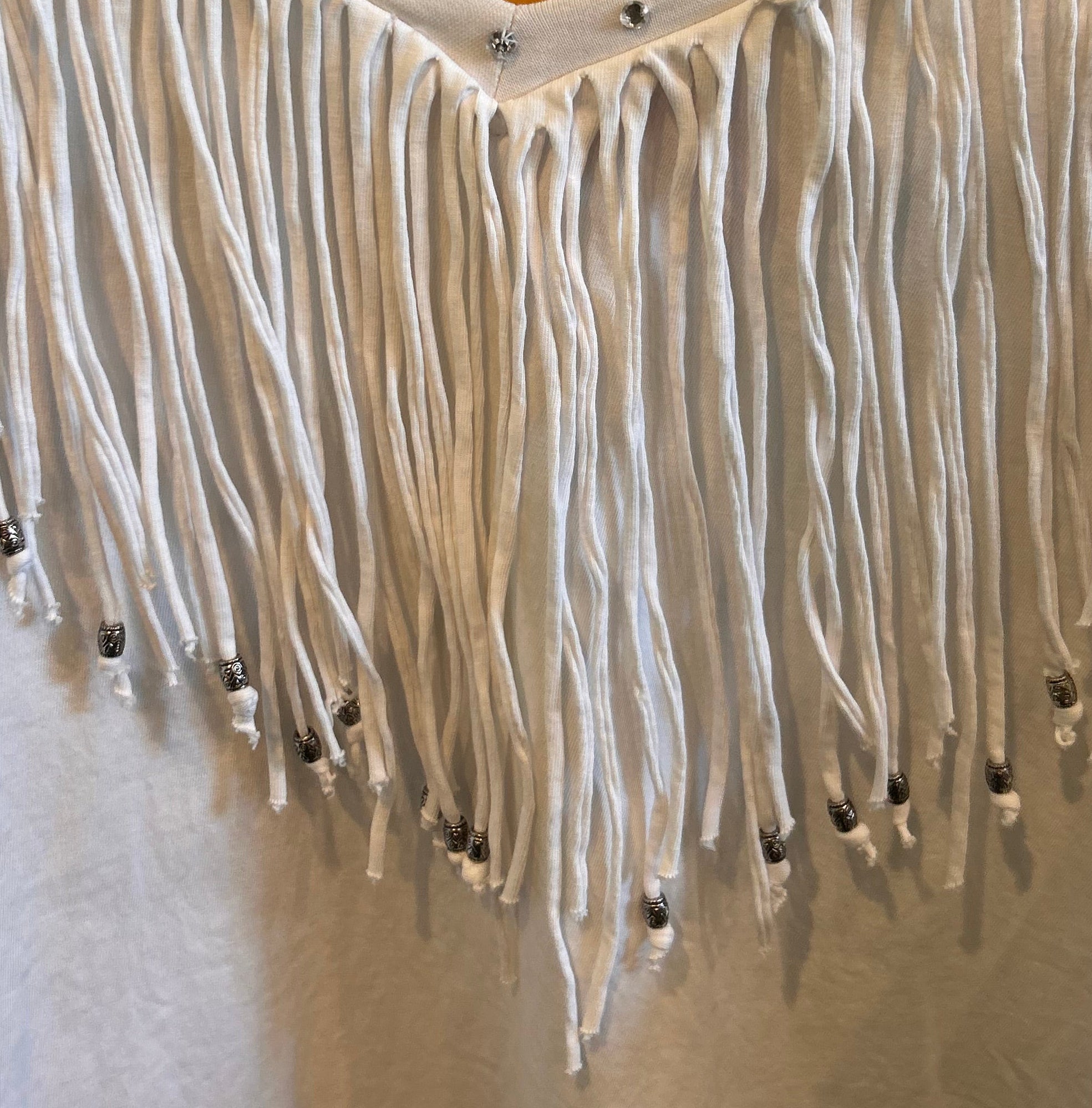 White Fringe Long Sleeve Tee
