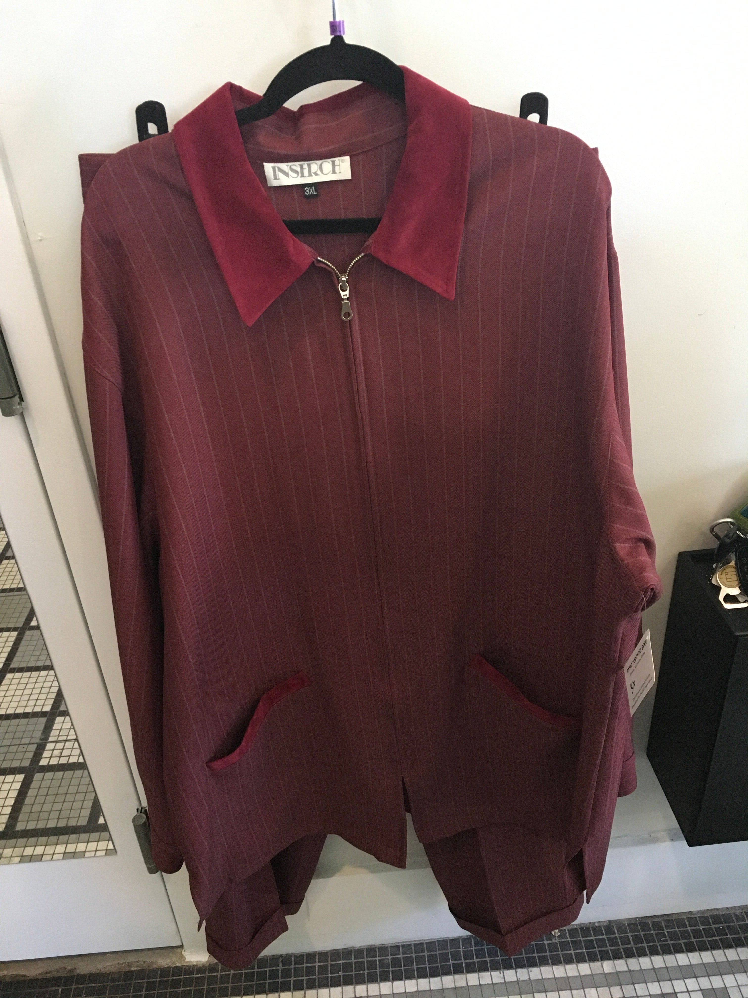 2X/3X Inserch Maroon Zip Up Blazer