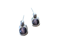 Tiny silver & amethyst drop post earrings