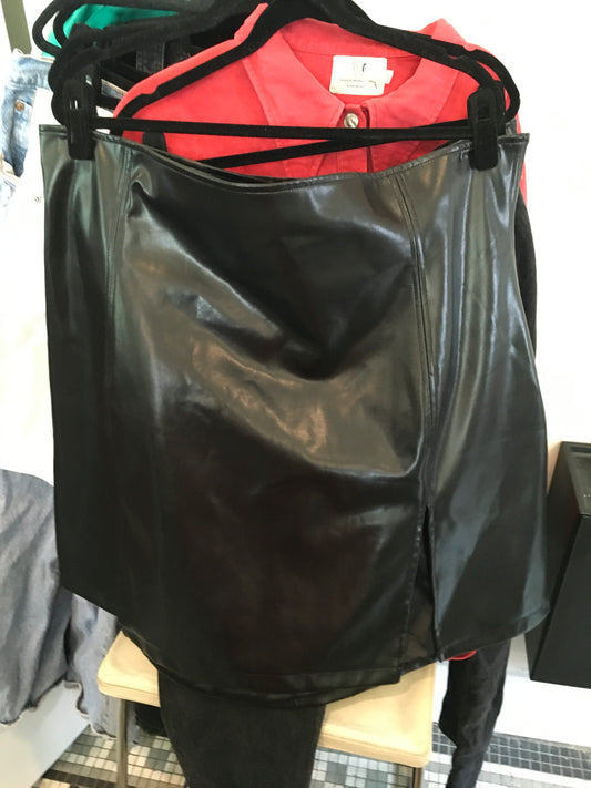 3X Leather Skirt with Double Slit Fashion Brand Company