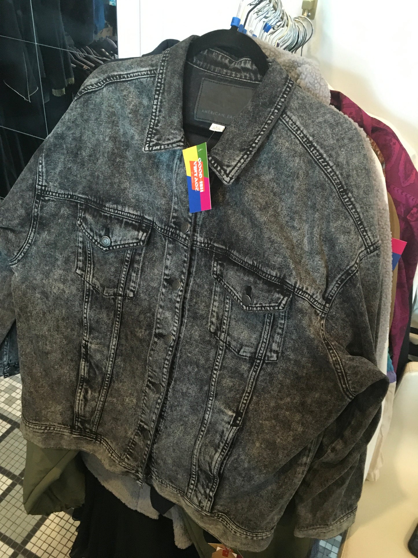 Black Acid Wash Denim Jacket