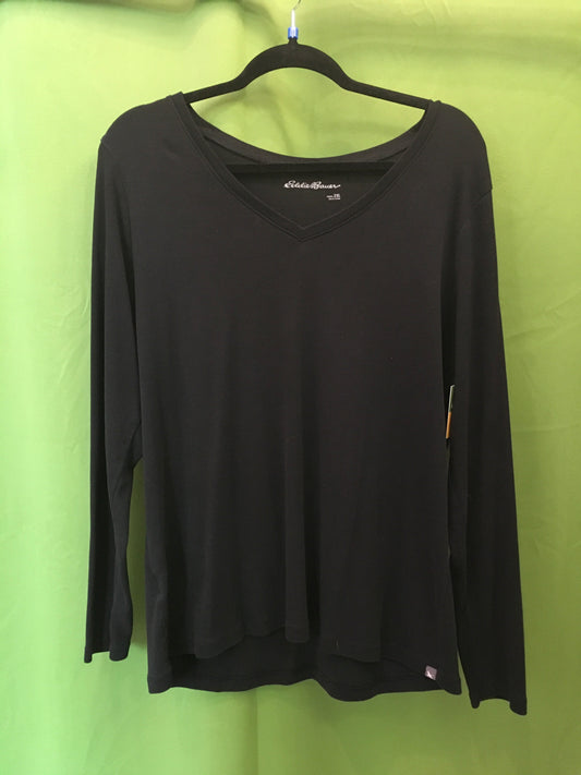 Black Eddie Bauer Long Sleeve V Neck