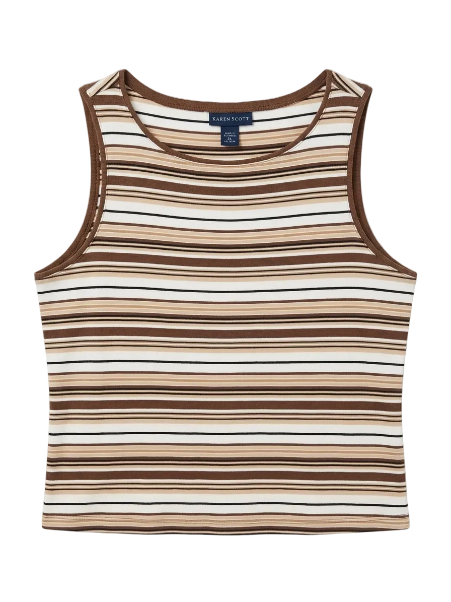 Karen Scott Brown Striped Tank