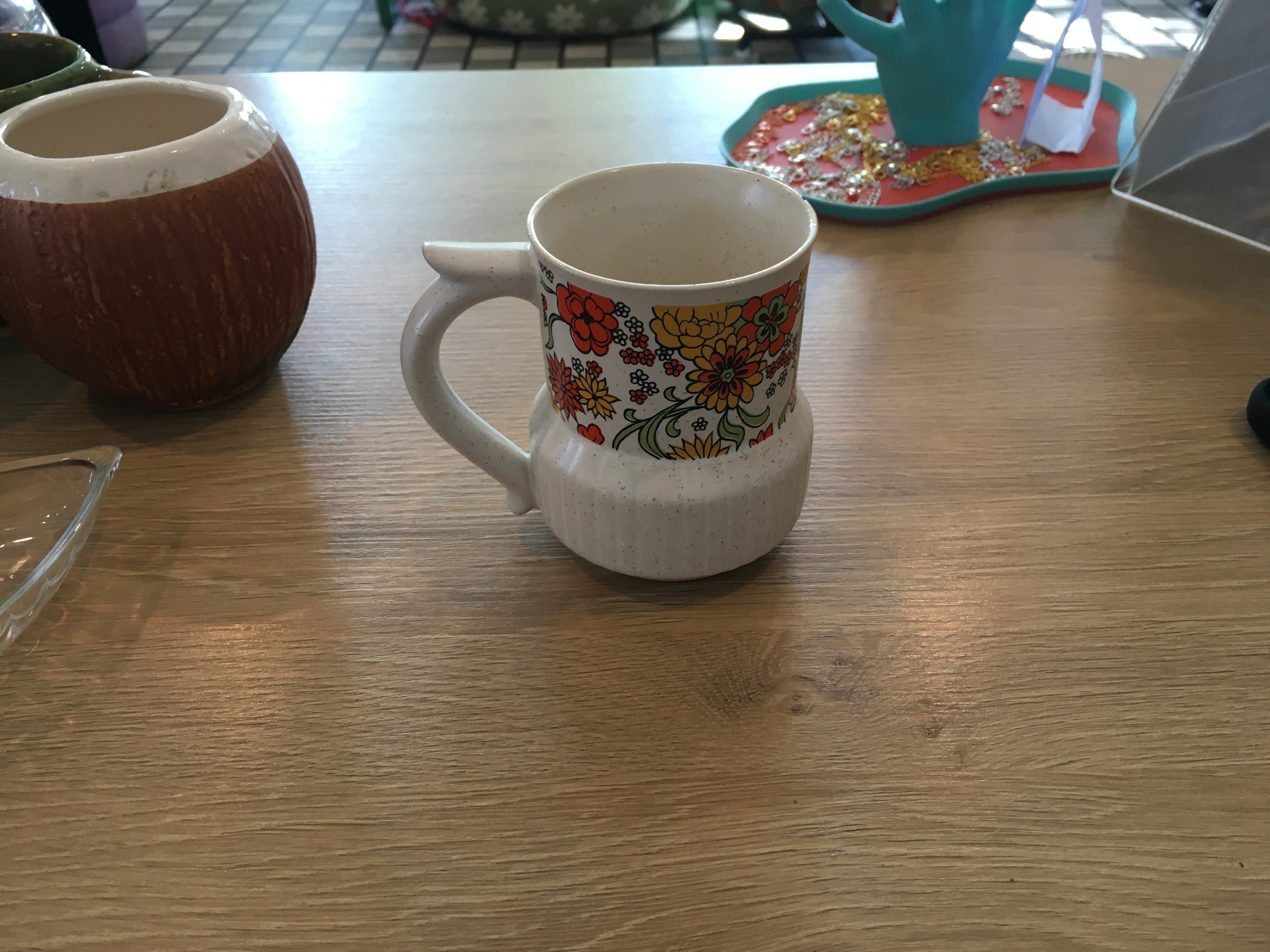 70s Floral Print Ceramic Mug