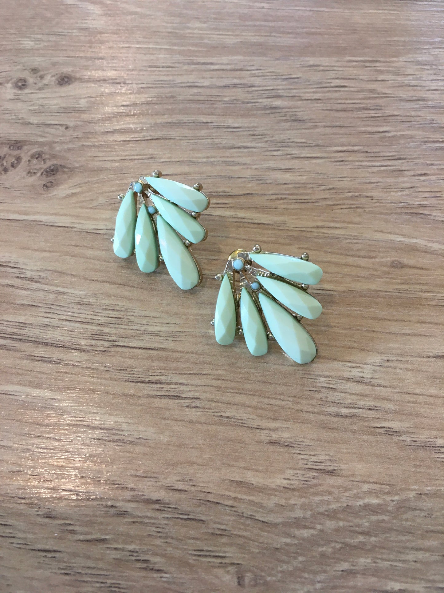 Green foliage inspired post earrings