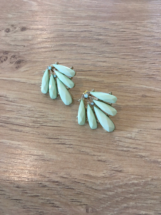 Green foliage inspired post earrings