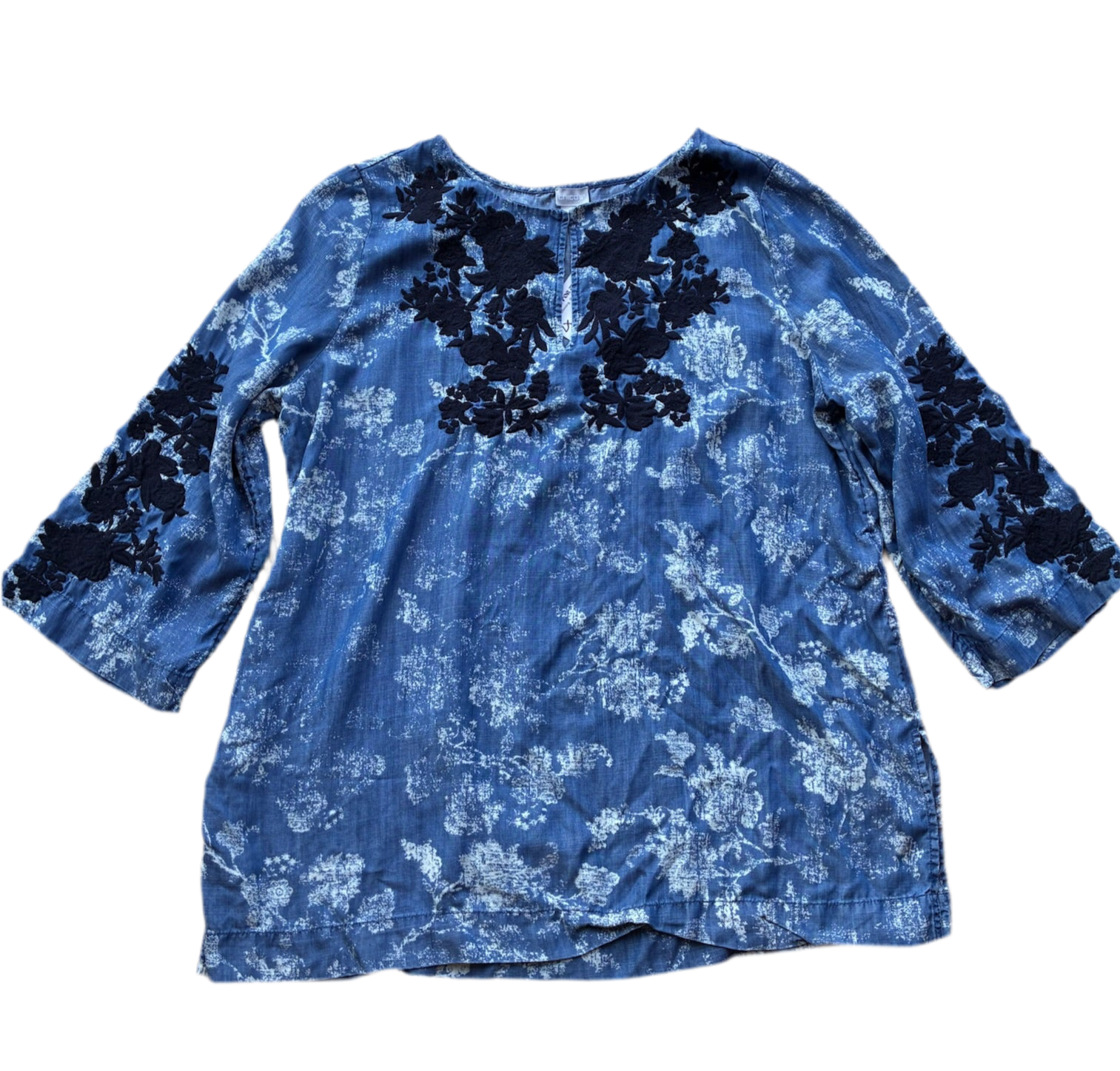 Chico’s Tencell Chambray Indigo Top