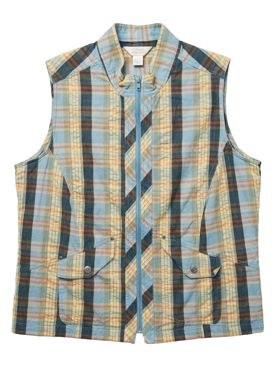 CJ Banks Plaid Zip Up Vest