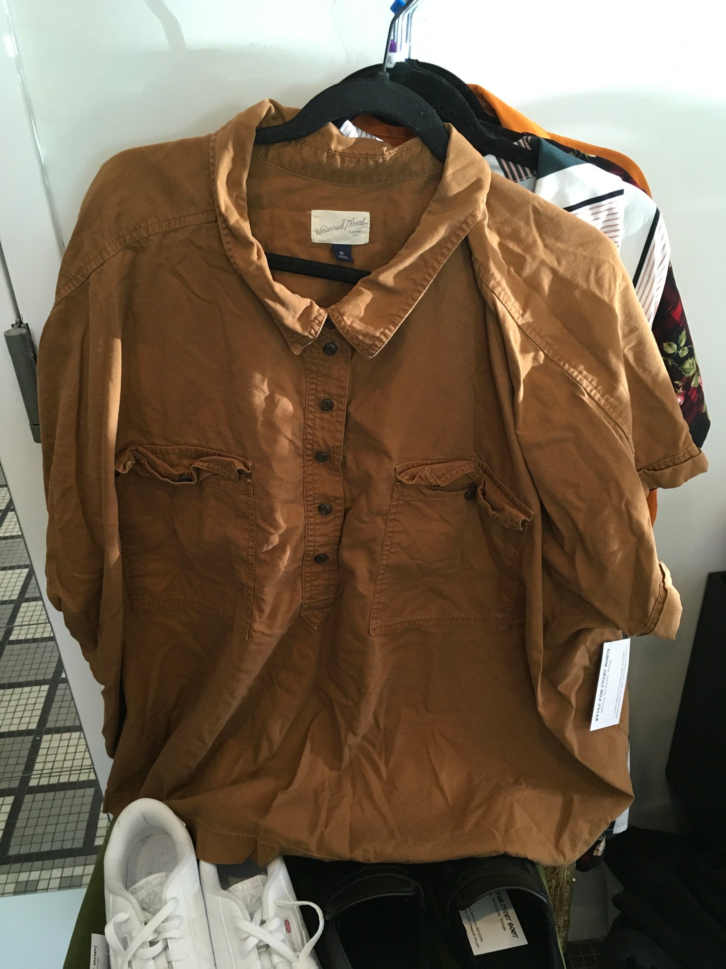 Tan Universal Thread Short Sleeve Button Up