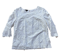 Talbots White Patchwork & Embroidered Top