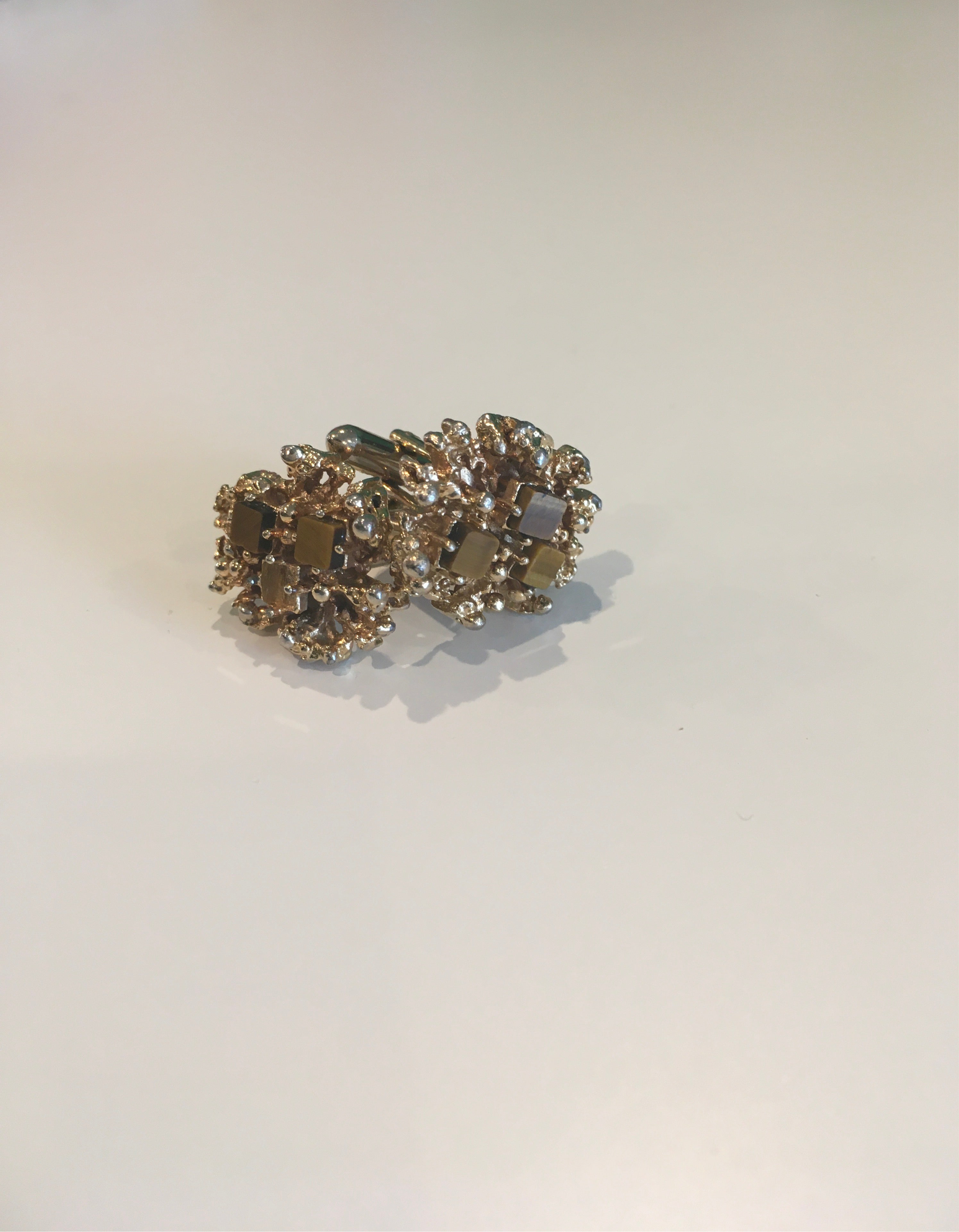 Gold Tiger Eye Cuff Links