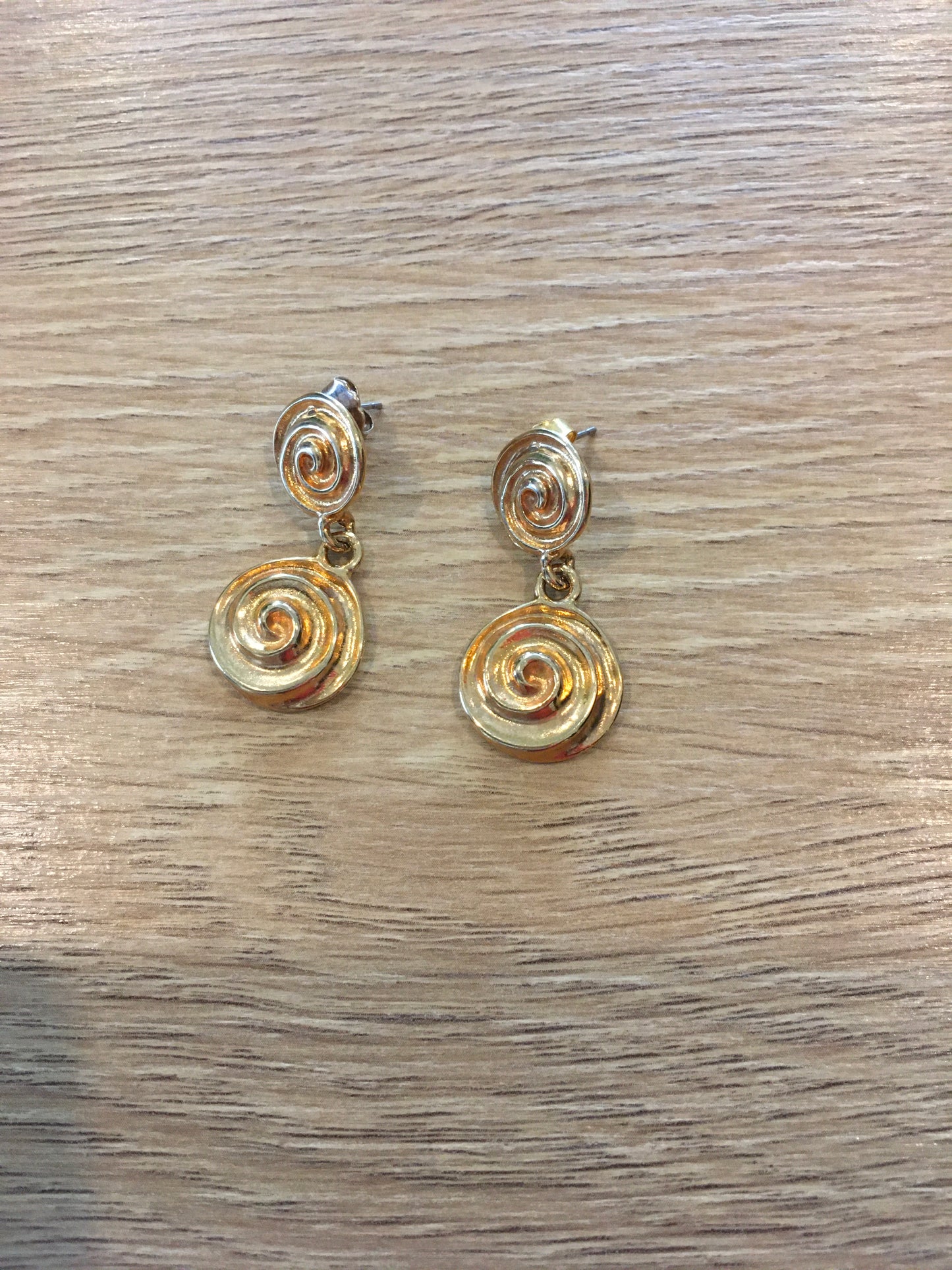 Gold Double Swirl Lollipop Dangle Post Earrings