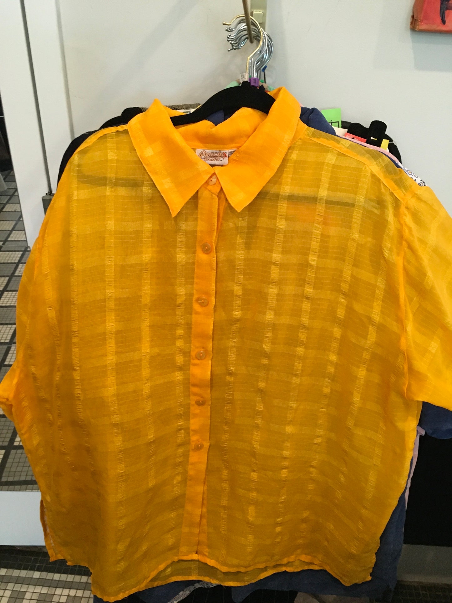 Yellow Sheer Peachy Plus Button Up