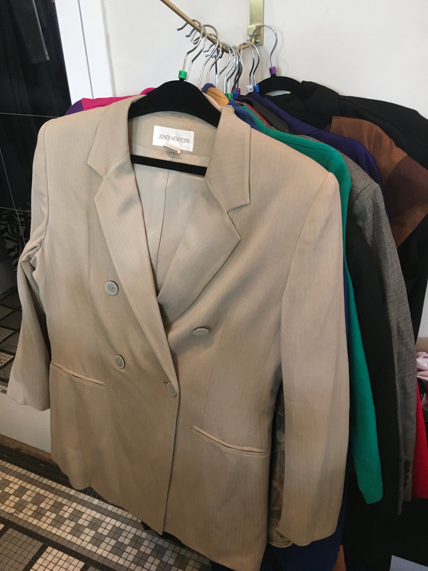 Jones New York Beige Double Breasted Blazer