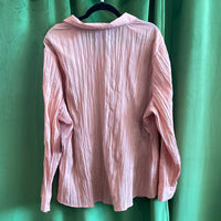 3X Ashley Stewart Peach Crinkle Long Sleeve Button Up