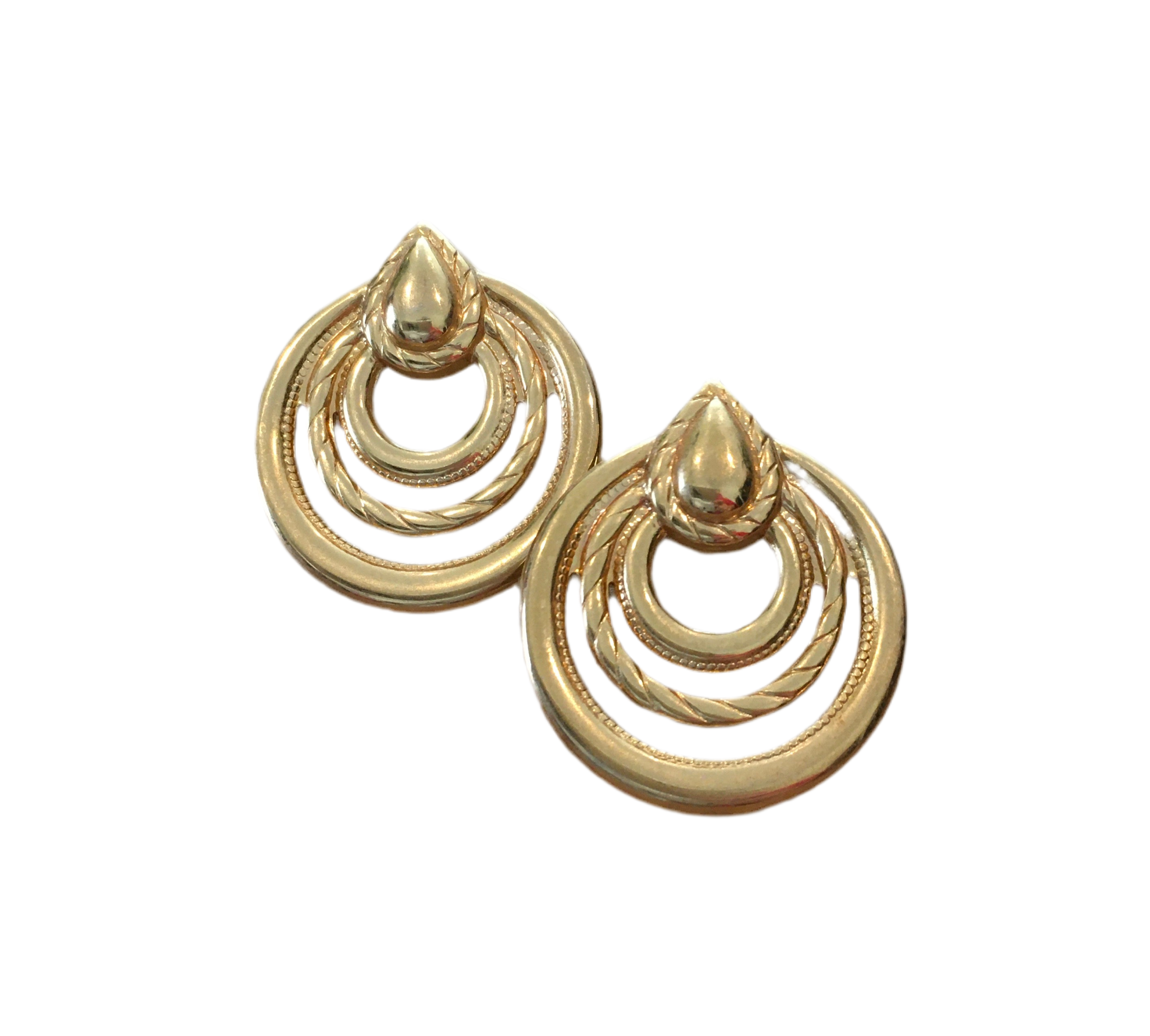 Teardrop Doorknocker Open Circle Post Earrings