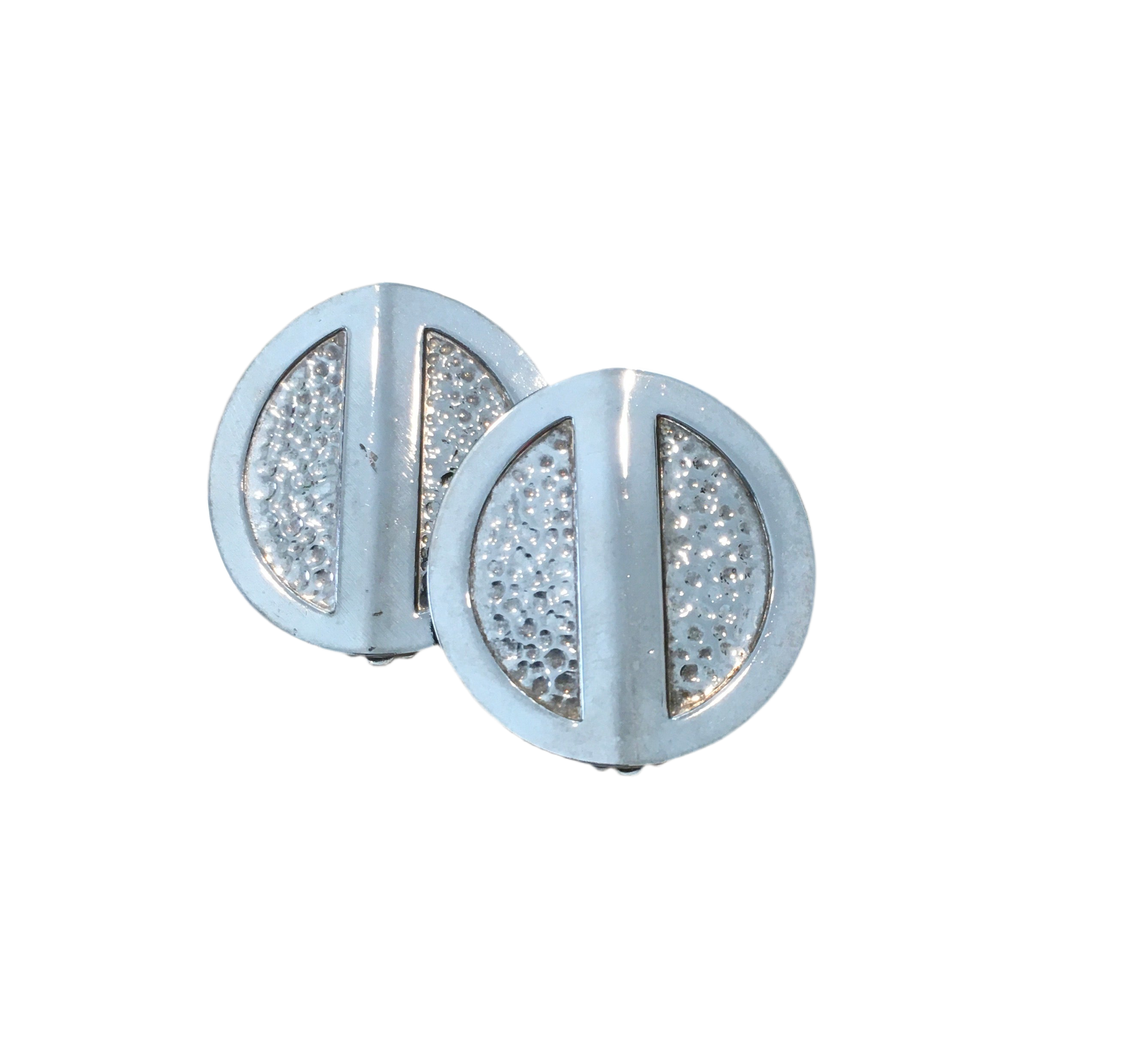 Silver circle textured clip ons