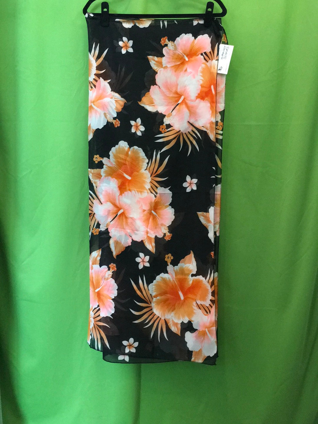 Black and Orange Floral Wearable Scarf