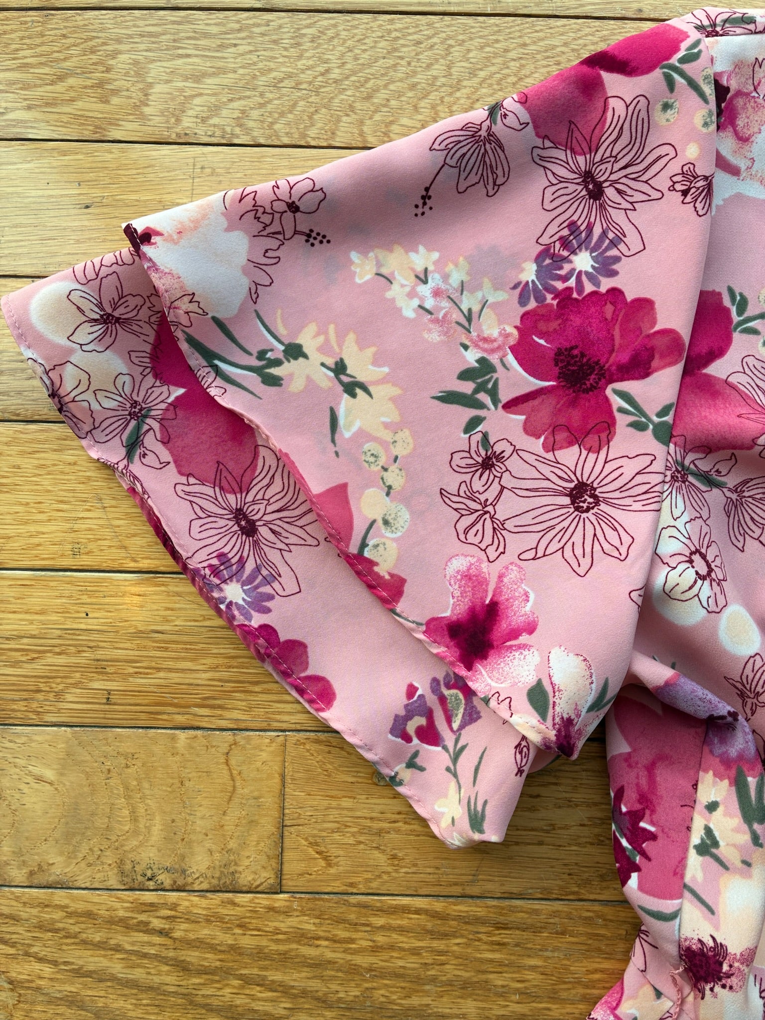 Ava & Viv Pink Floral A Line Dress w/ flutter sleeve