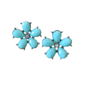 Silver & teal flower post earrings