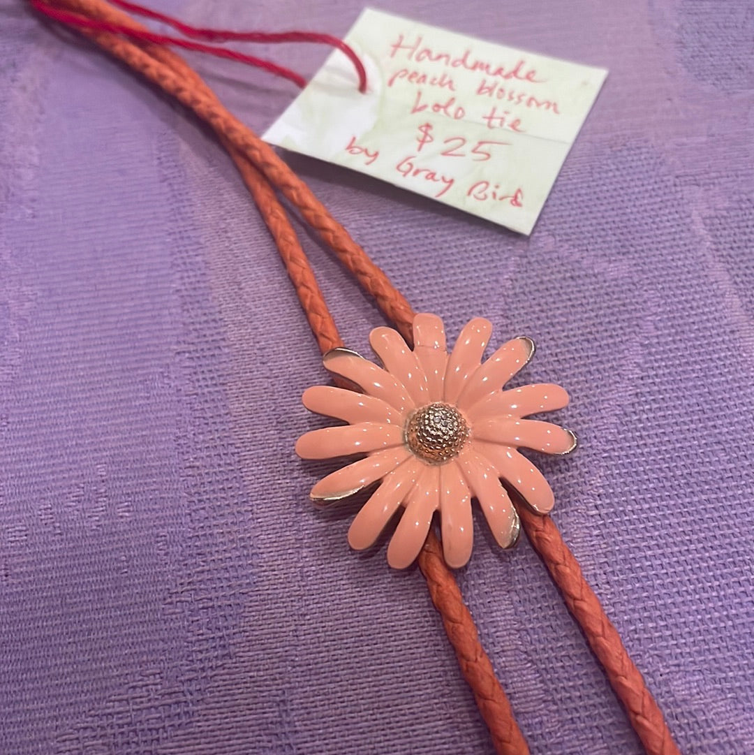 Handmade Peach Blossom Bolo Tie