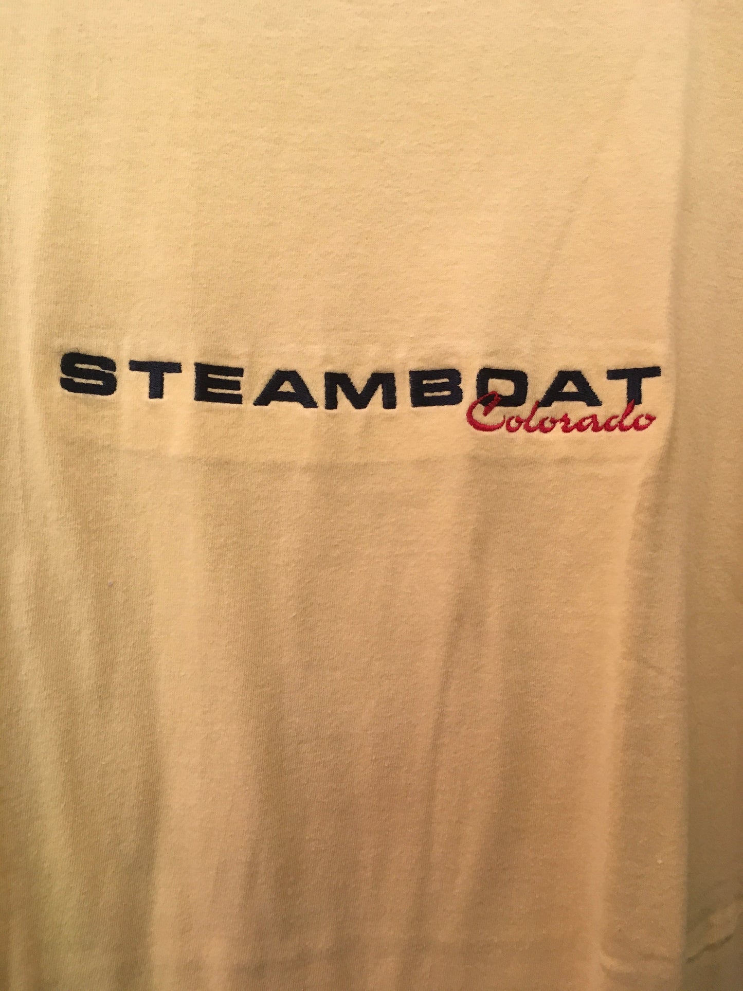 XL J. America Steamboat Colorado Yellow Embroidered Tee