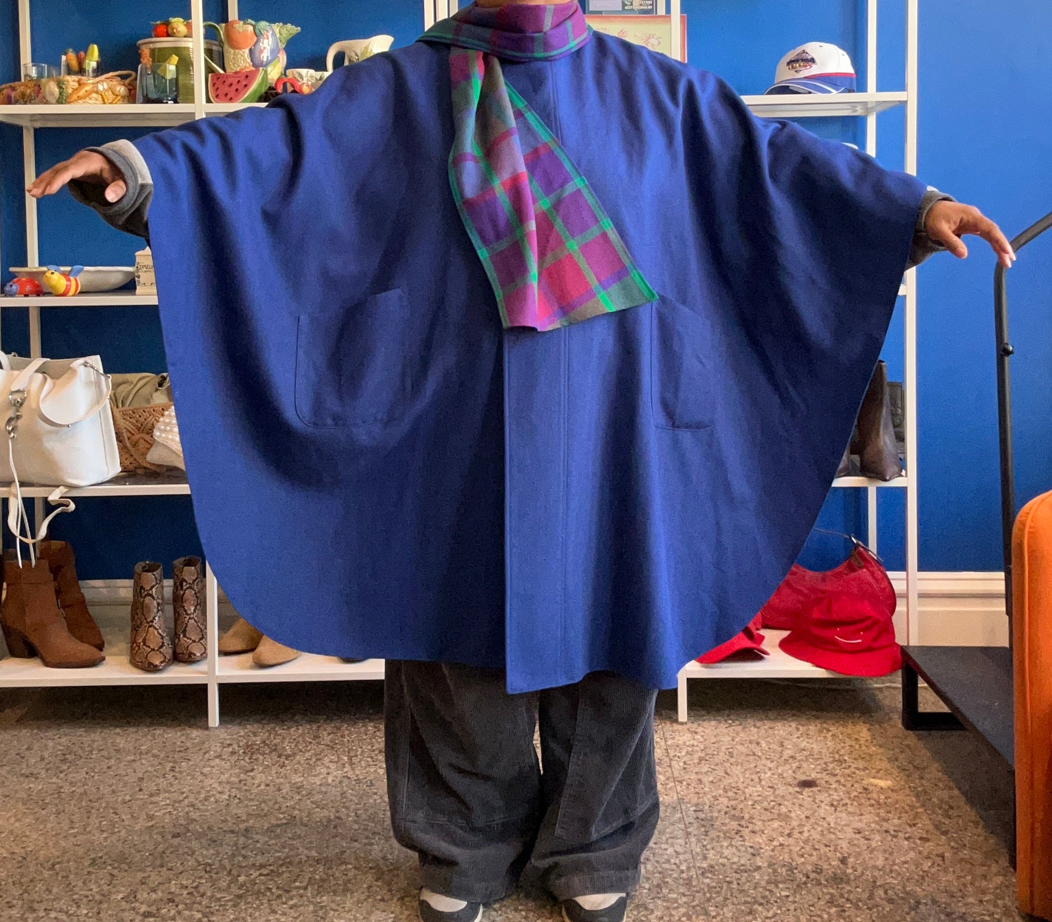 3X Avoca Collection Blue 100% Wool Winter Cape