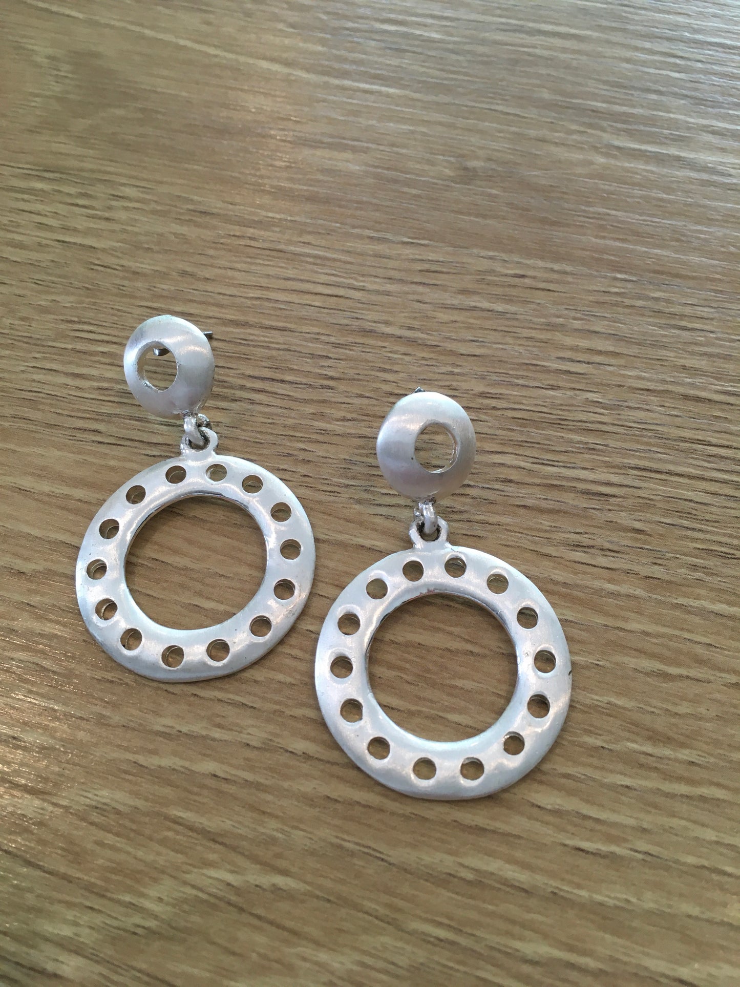 Silver Circle Dangle Earrings