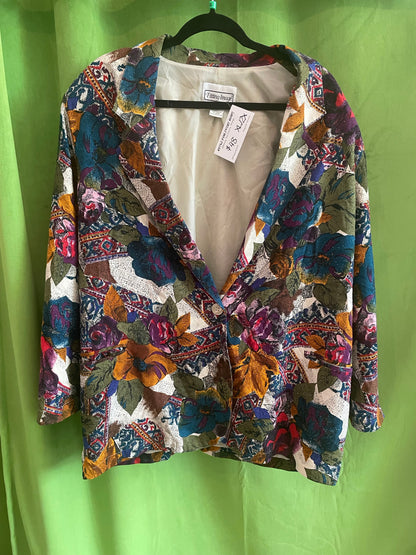 Textured Silk Fitting Image Floral Blazer