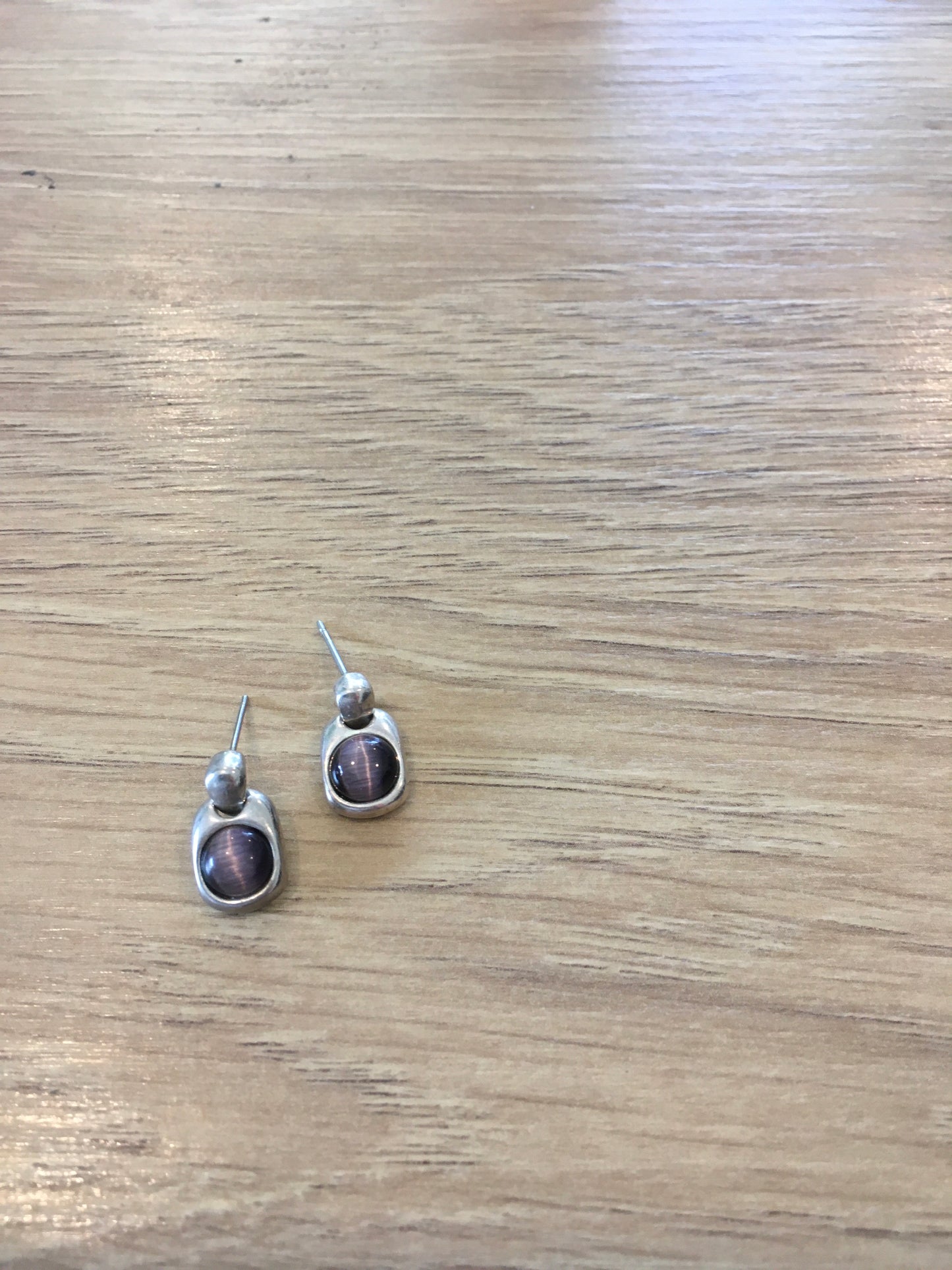 Tiny silver & amethyst drop post earrings