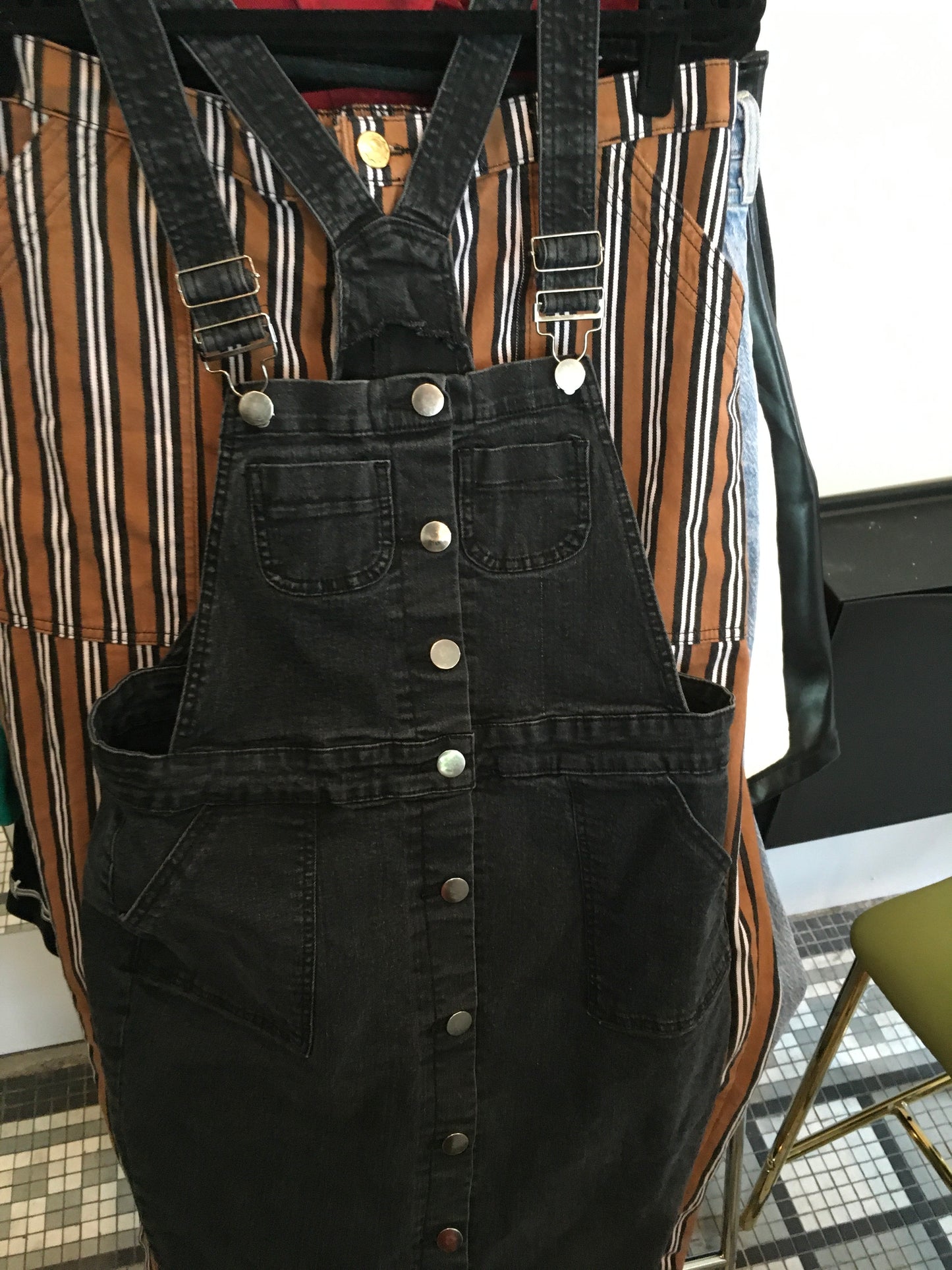 Black Denim Overall Dress