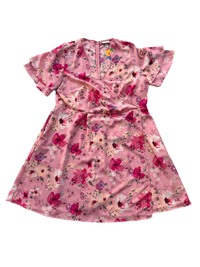 Ava & Viv Pink Floral A Line Dress w/ flutter sleeve