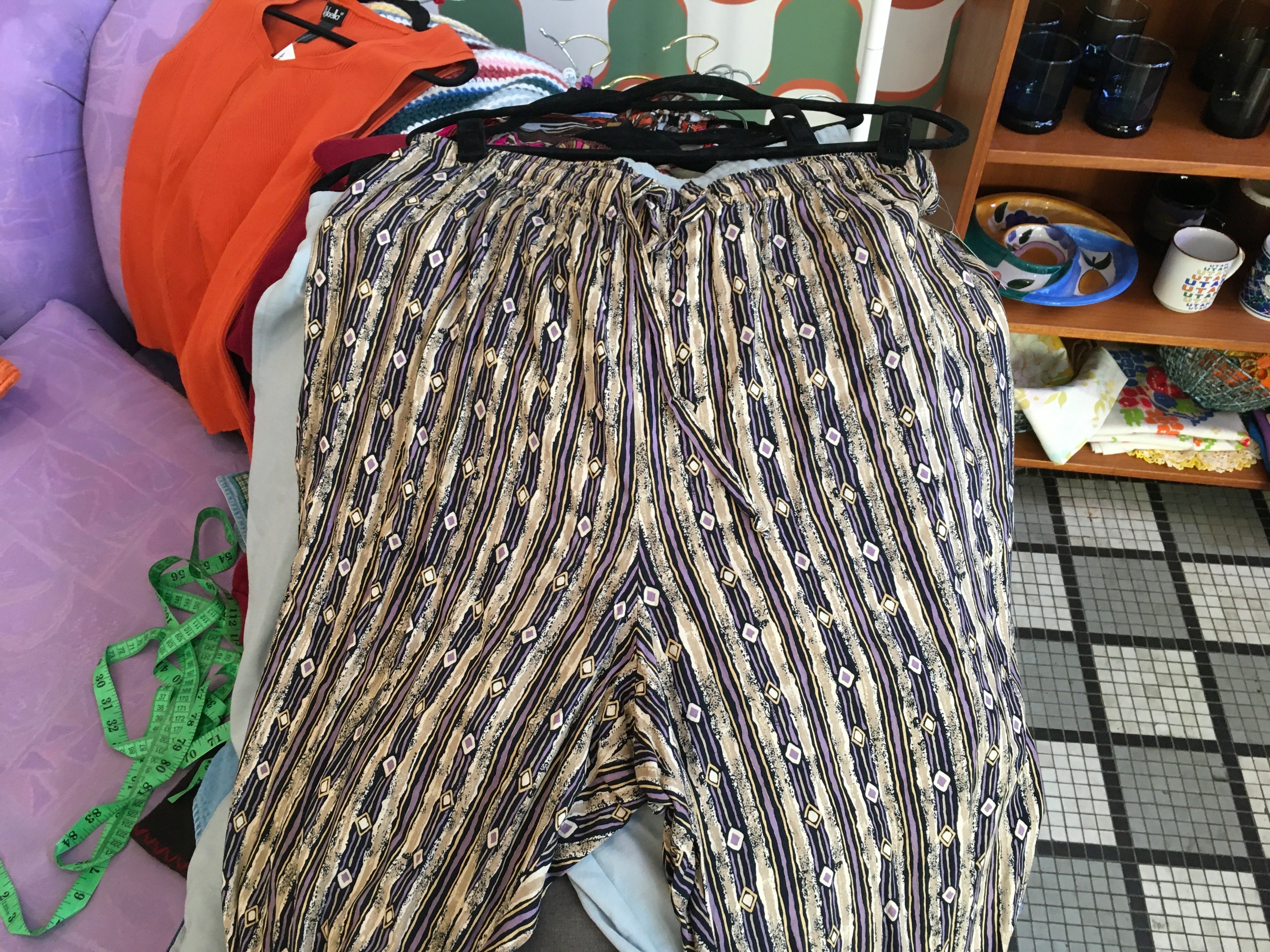 Sag Harbor Purple Striped Abstract Pants