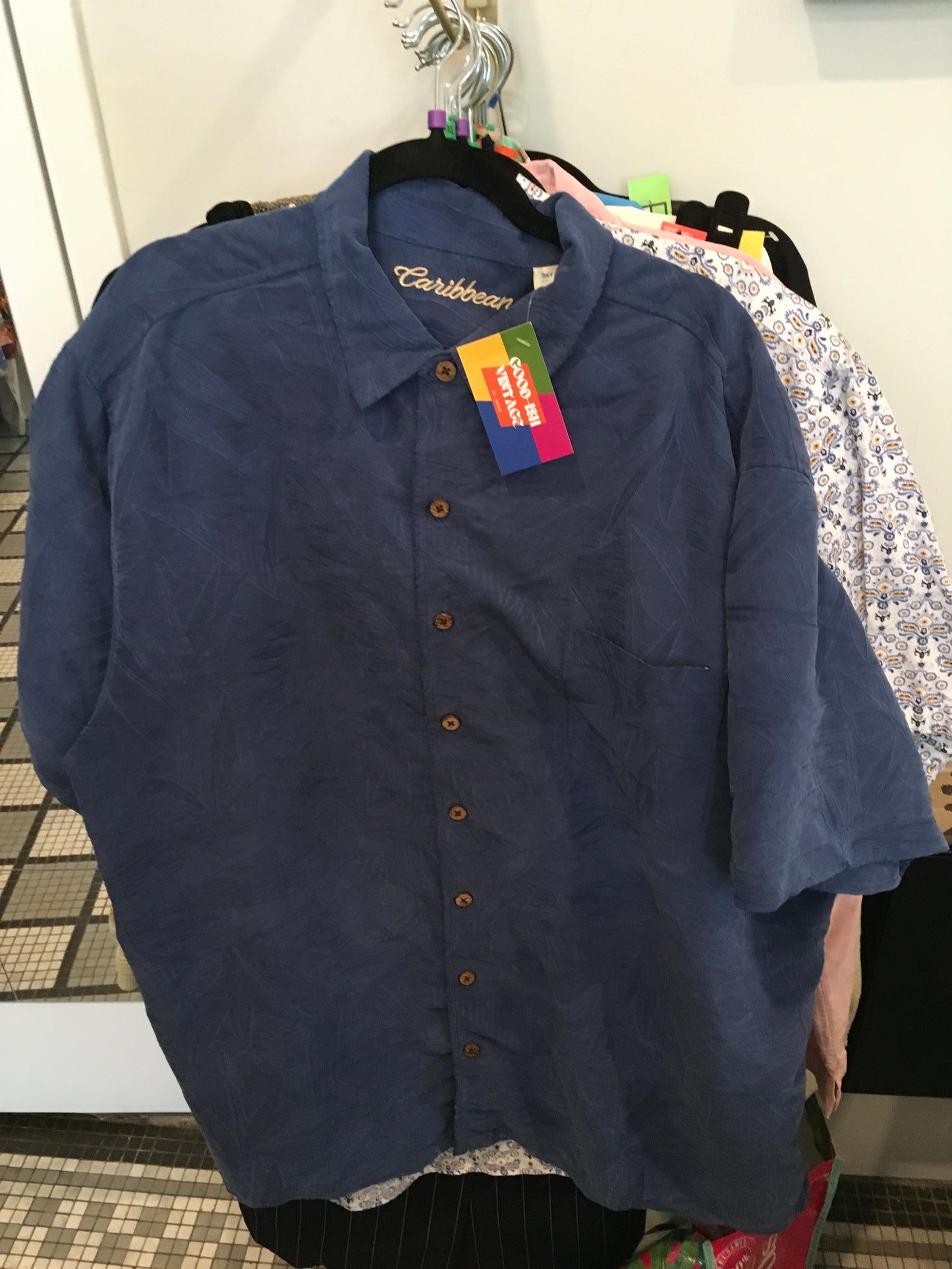 Blue Caribbean Button Up