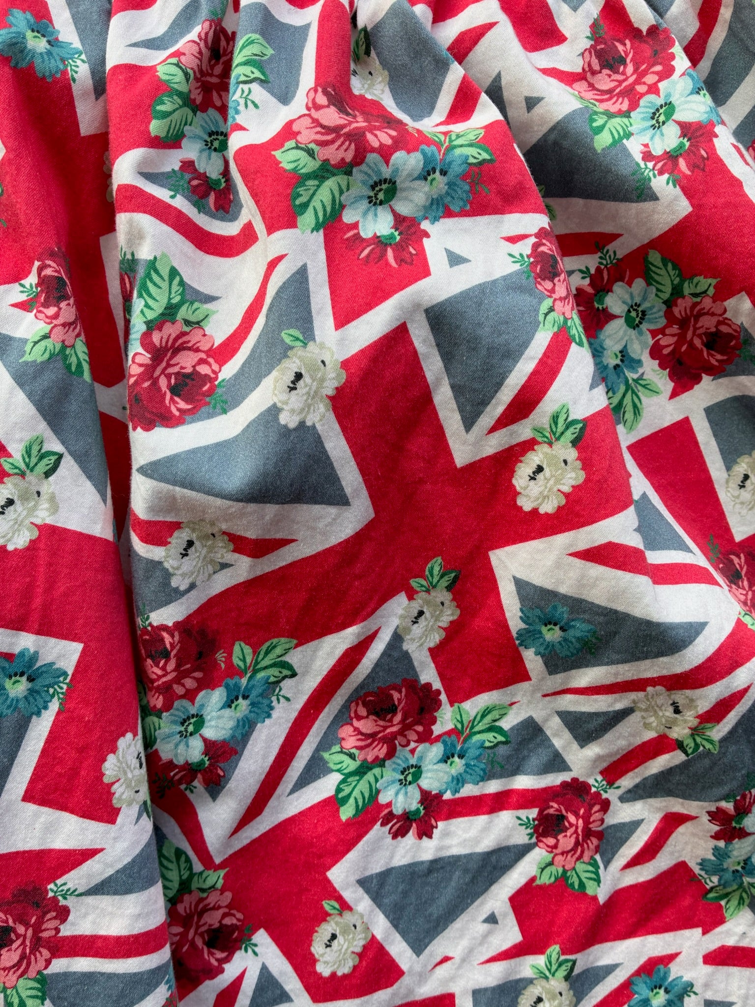 Coral Floral Union Jack A-line Disney "The Dress Shop" A Line skirt