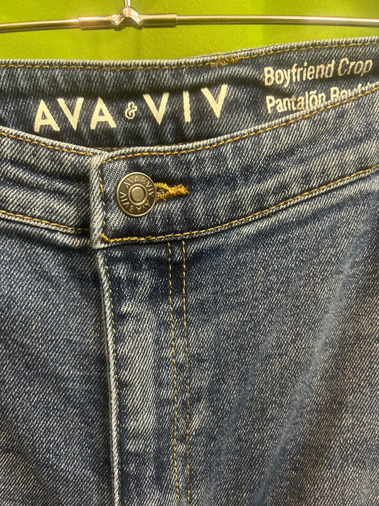 3X (Sz 26) Ava & Viv Mid-Wash Boyfriend Crop