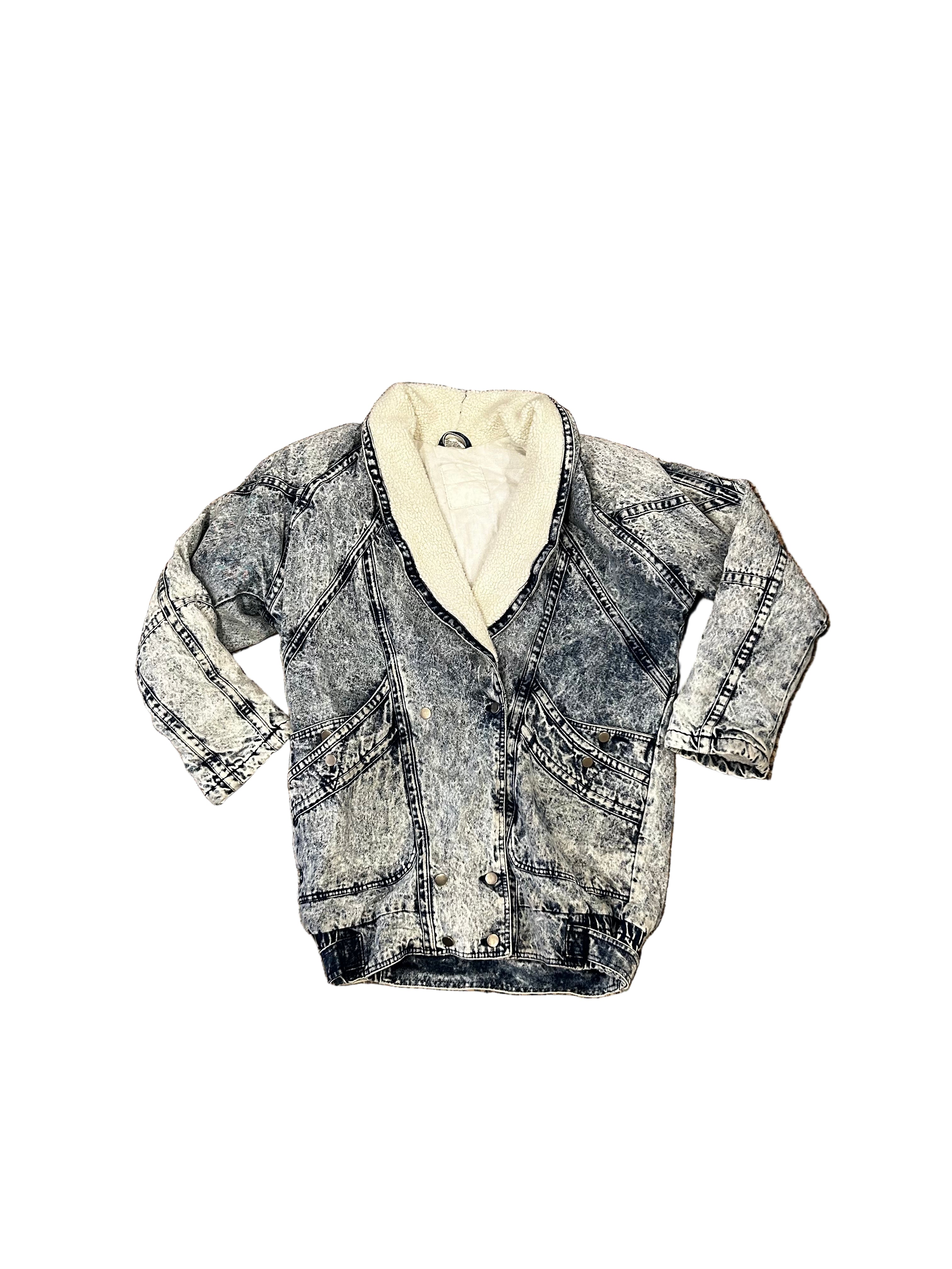 Light Wash Denim Sherpa Coat