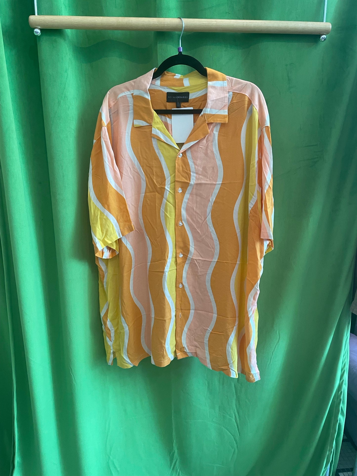 Orange Textured Vertical Stripe Short Sleeve Shirt