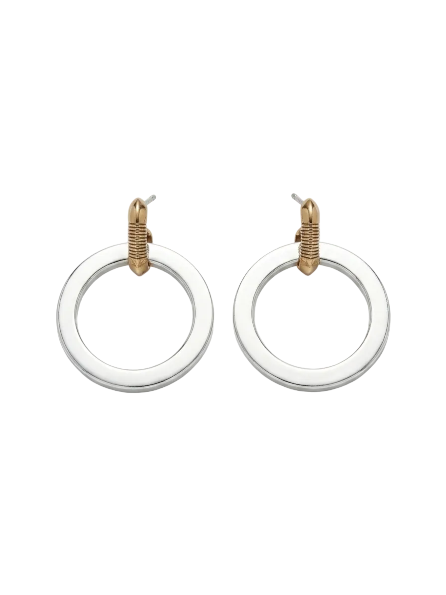 Two Tone Circle Drop Hoop Earring