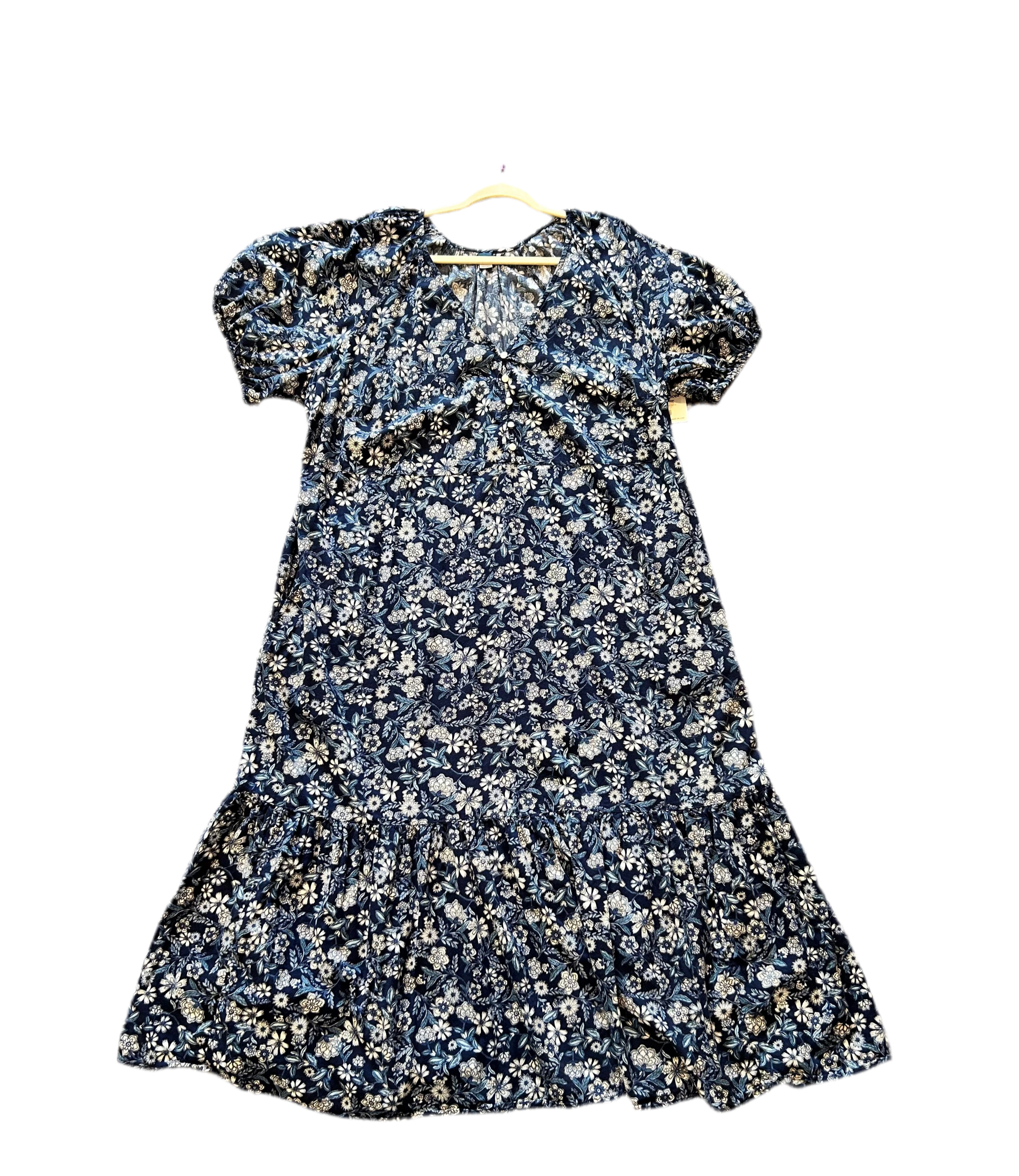 Blue Floral Maxi Peasant Dress