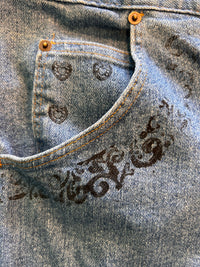 Hand-stamped Lover Denim Shorts