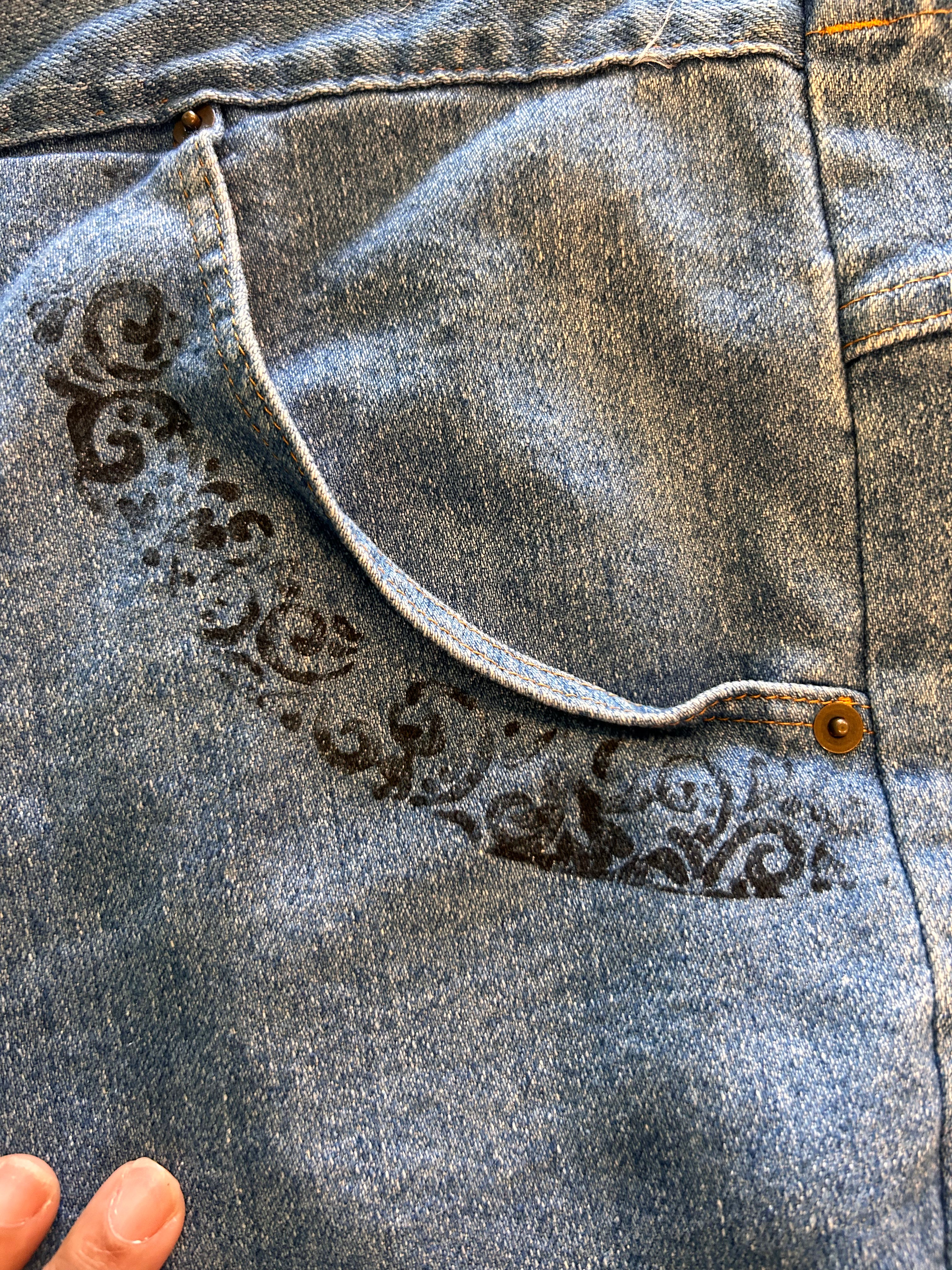 Hand-stamped Lover Denim Shorts