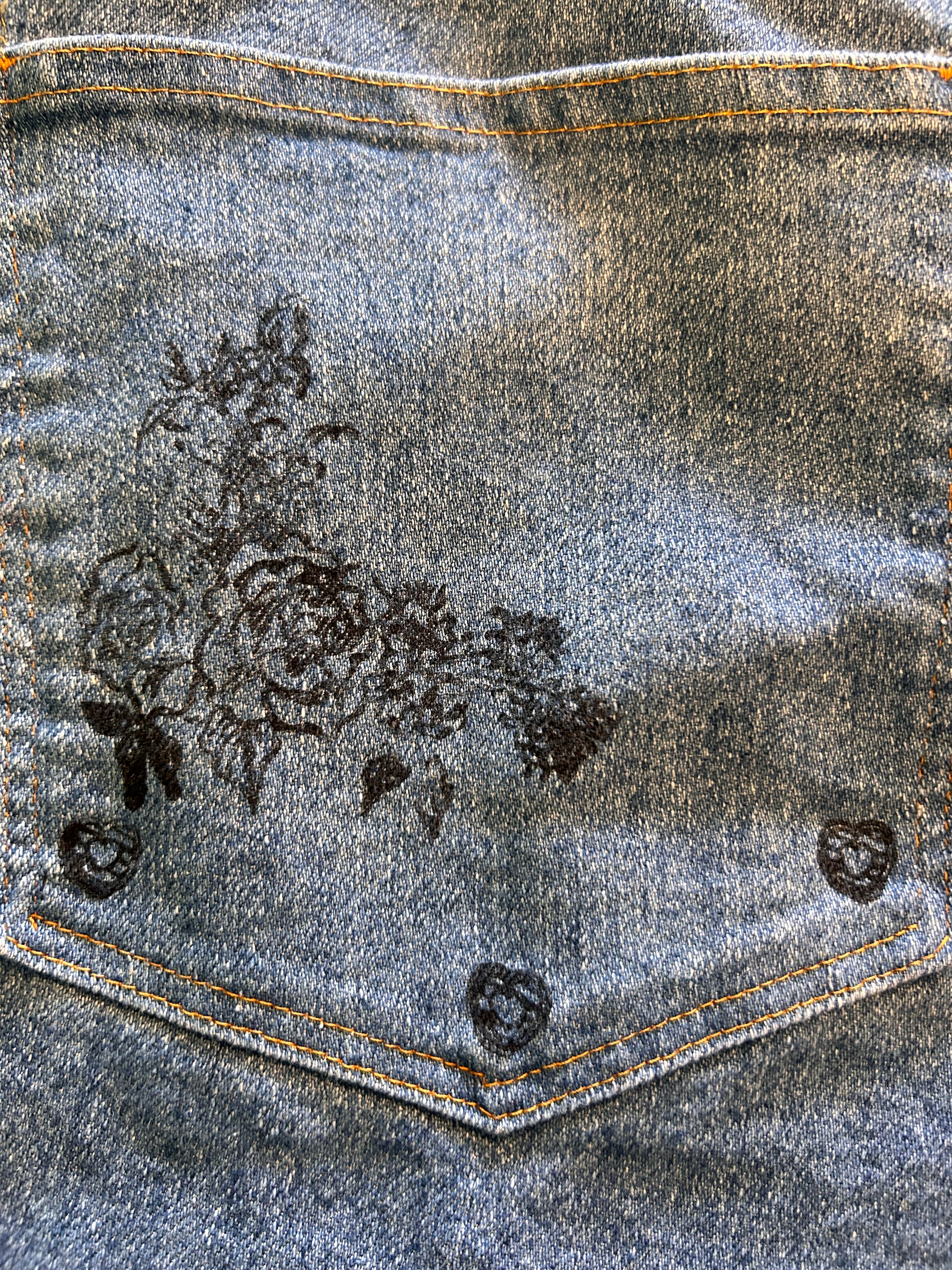 Hand-stamped Lover Denim Shorts